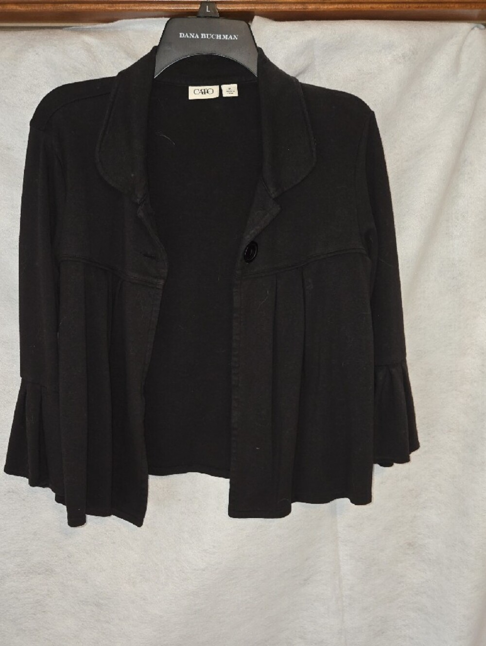 Cato Black Ruffled Sleeve Single-Button Jacket - Picture 5 of 6